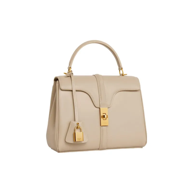 CELINE 16 Satin Calfskin Shoulder Bag Trumpets Women's Beige-1
