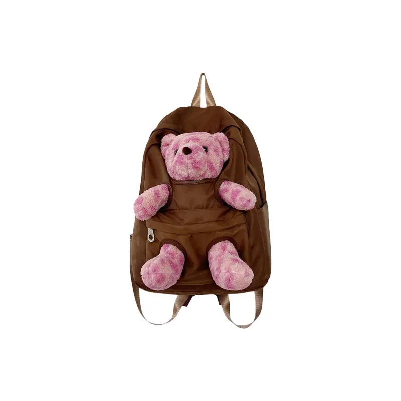 MARKANGARO Fabric Backpack Medium Size Women's White/Pink/Black/Brown-7