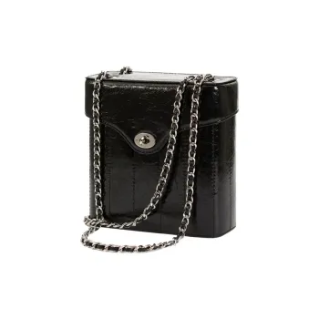 CARDINAL RED Cow Leather Box Bag Shoulder Bag Crossbody Bag Regular Women's Black