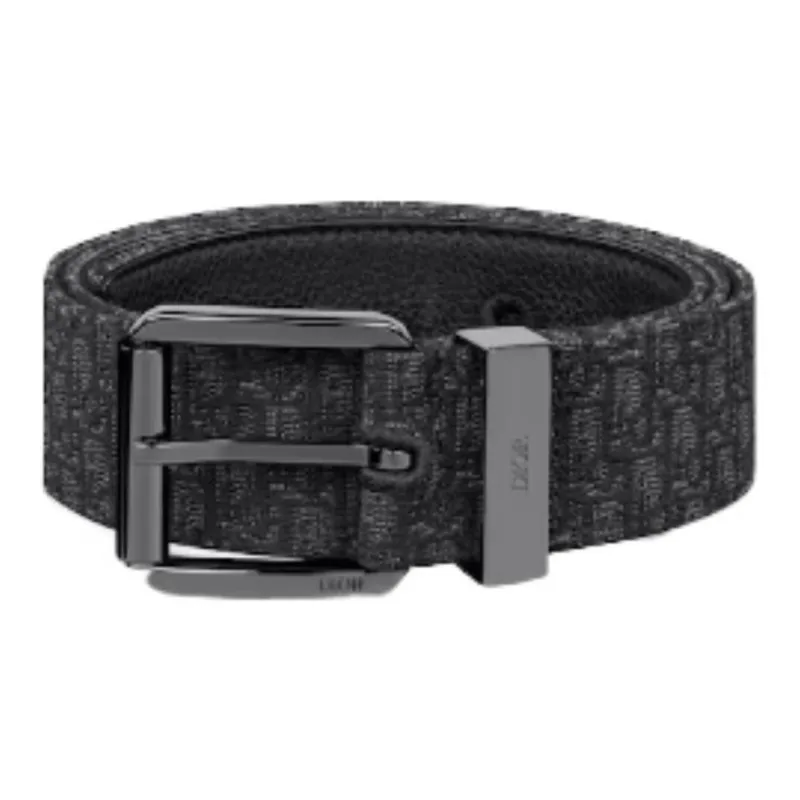 DIOR Brass Leather Belts Men's Black Width 3.5cm-1