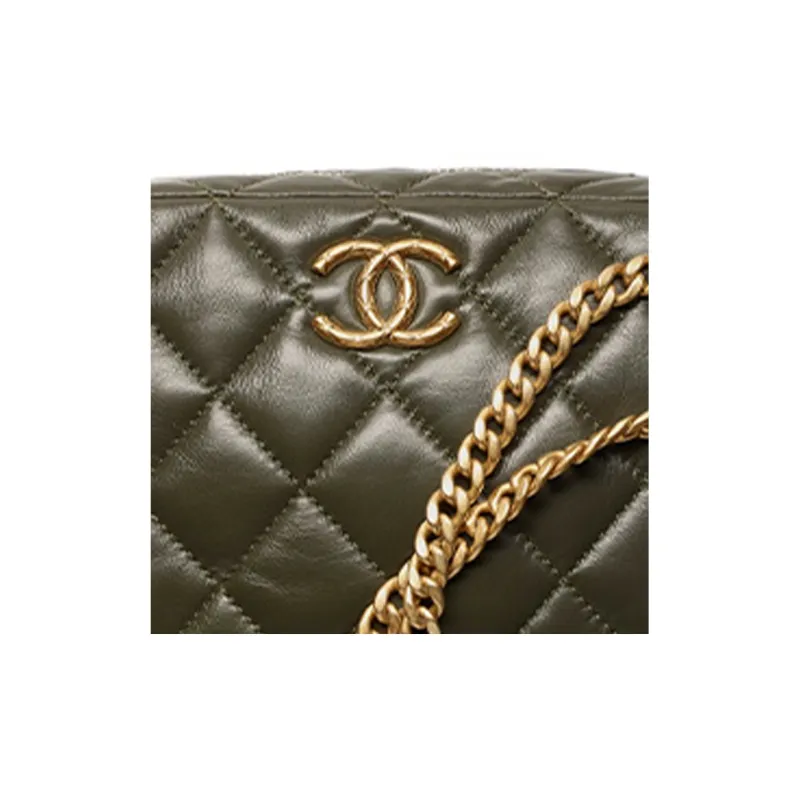 CHANEL 22K Autumn And Winter Lambskin Camera Bag Shoulder Bag Crossbody Bag Mini Women's Khaki-3