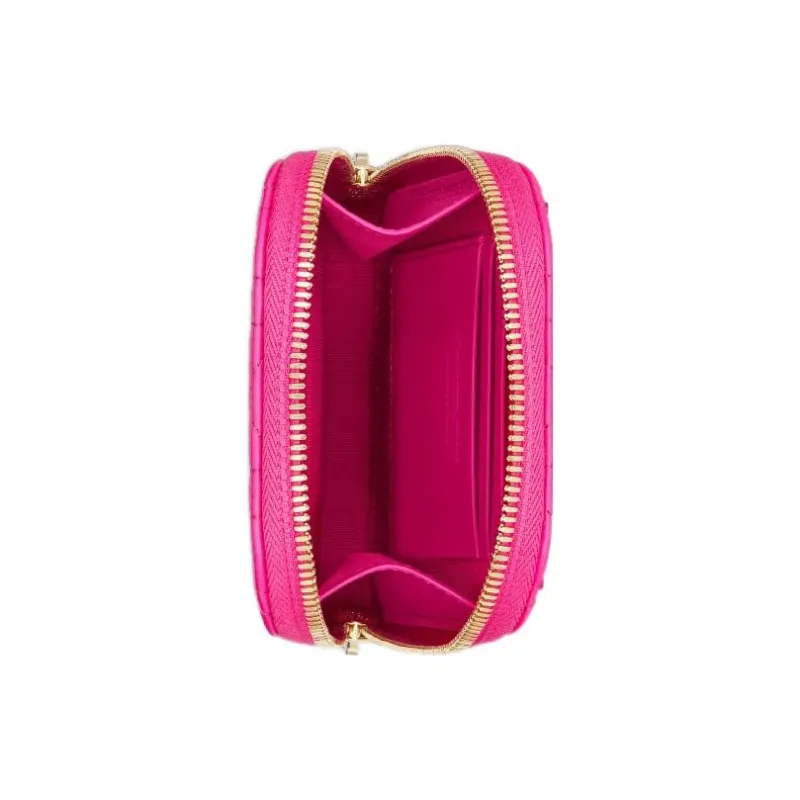 DIOR Lady Dior Sheepskin Portable One Shoulder Crossbody Cell Phone Pouch Women's Pink-4