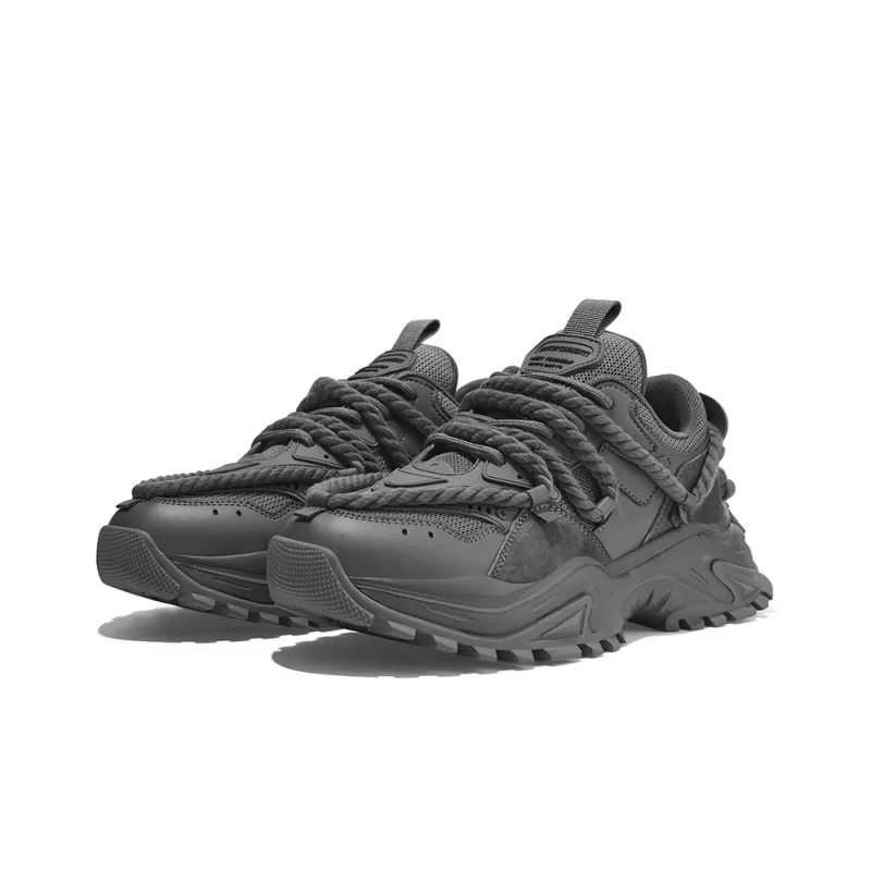 Masongarments Shark Tooth No. 3 Wear Resistant Height Increasing Low Top Chunky Sneakers Unisex Phantom Gray-2