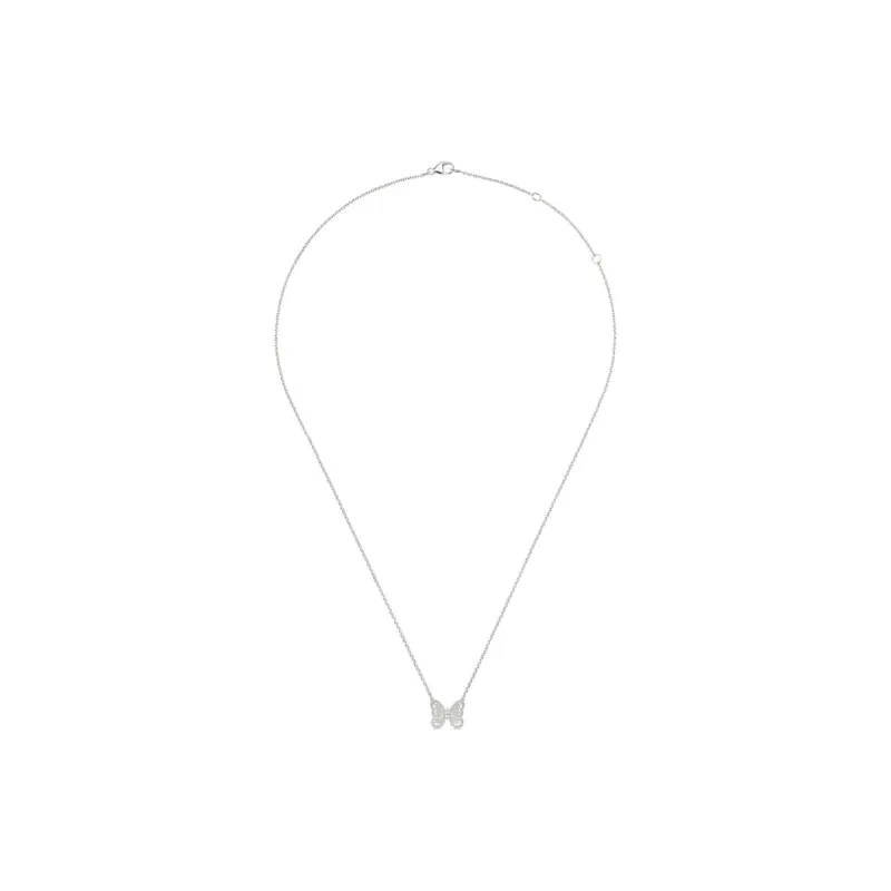 De Beers 18kt White Gold Portraits Of Nature Butterfly Diamond Pendant Necklace-1