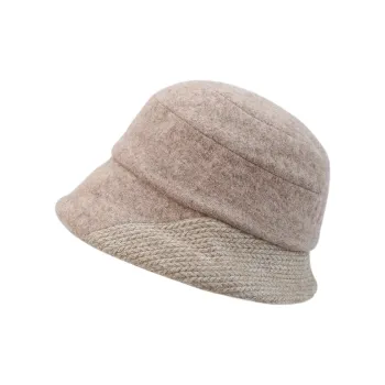 MARJAKURKI Sheep Wool Gray Square Round Face With Large Head Circumference Advanced Bucket Hat Women's