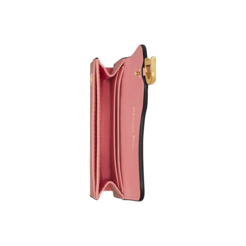 DIOR Saddle Goatskin Card Clip Card Holder Women's Light Pink-3