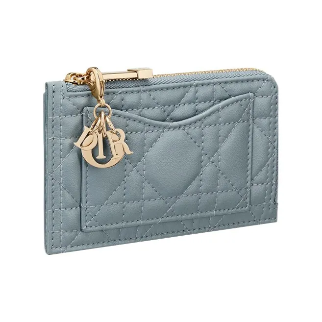 DIOR Lady Dior Lambskin Card Holder Regular Women's Cloud Blue-1