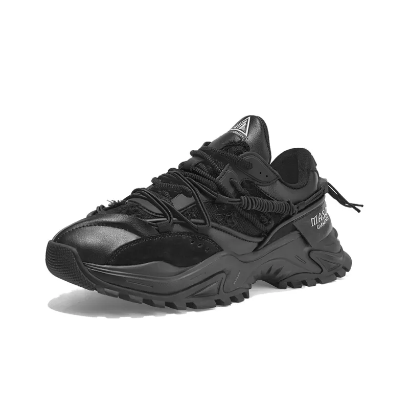 Masongarments Shark Tooth No. 1 Height Increasing Wear-Resistant Low-Top Chunky Sneakers Unisex Moon Ink Black-1