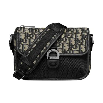 DIOR Aqua Oblique Print Shoulder Bag, Crossbody Bag Mini Unisex Beige & Black