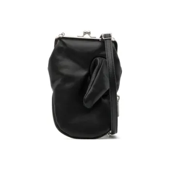 Yohji Yamamoto Calfskin Shoulder Bag, Crossbody Bag Regular Women's Black