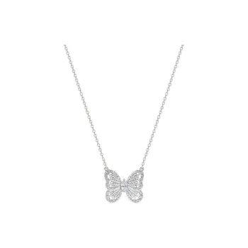De Beers 18kt White Gold Portraits Of Nature Butterfly Diamond Pendant Necklace