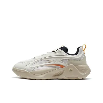 XTEP Star Meteor Wear resistant And Lightweight Low Top Casual Shoes Men's Leather Gray Clay Earth Tone