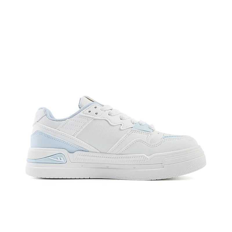 Warrior Abrasion Resistant Slip Resistant Low Top Skateboard Shoes Women's White Light Blue-1