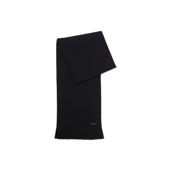 HUGO BOSS Logo Patch Raschel Knitted Scarf