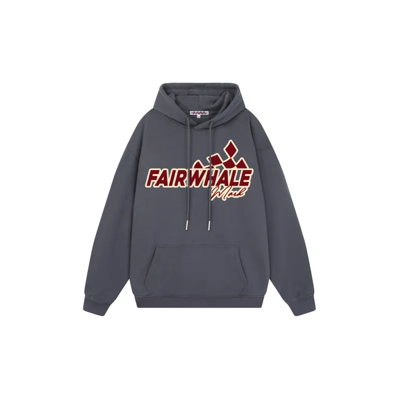 FAIRWHALE Letter Print Loose Fit Pullover Drop Shoulder Hoodie Unisex-24