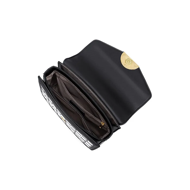MAKEUP KITTEN With Cow Leather Small Square Bag, Crossbody Bag, Shoulder Bag Women's Black-6