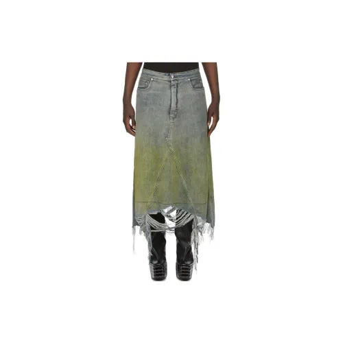 RICK OWENS Denim Short Skirts Women's Blue And Yellow Gradient