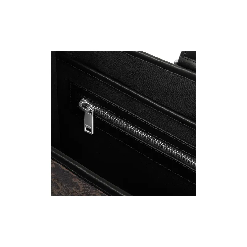 CELINE Cabas Cow Leather Tote Bag Shopping Bag Handbag Regular Men's Black-4