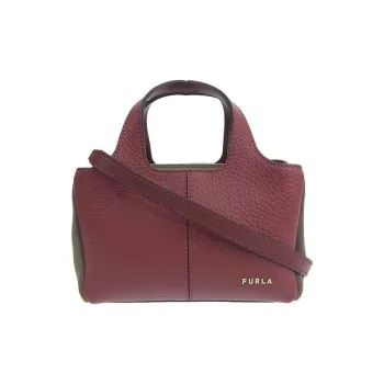 Furla Leather With Suede Tote Bag, Shopping Bag, Shoulder Bag, Crossbody Bag, Handbag Mini Women's Burgundy