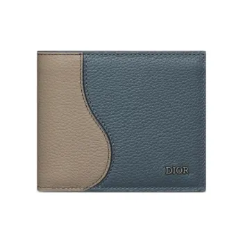 DIOR Grained Calfskin Wallet Regular Women's Brown & Dark Gray