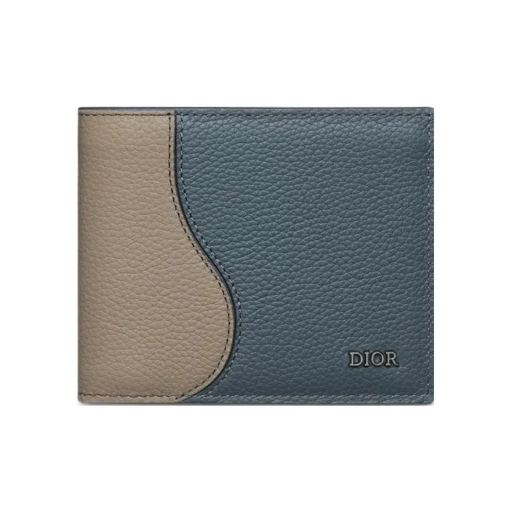 DIOR Grained Calfskin Wallet Regular Women's Brown & Dark Gray-0