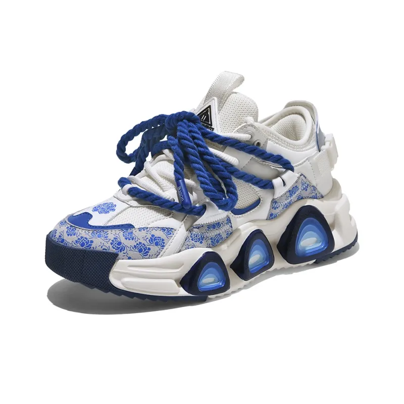 Masongarments Storm 1 Height Increasing Wear-Resistant Low-Top Chunky Sneakers Unisex Blue And White Porcelain-2
