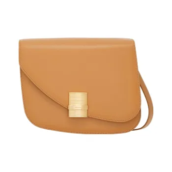 FERRAGAMO Zebra Print Calfskin Shoulder Bag, Crossbody Bag Medium Size Women's Light Camel