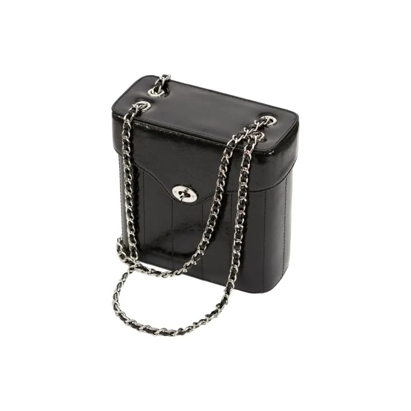 CARDINAL RED Cow Leather Box Bag Shoulder Bag Crossbody Bag Regular Women's Black-1