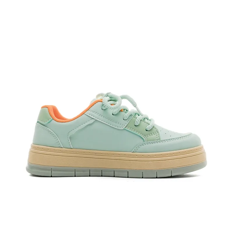 Warrior Abrasion Resistant Slip Resistant Low Top Skateboard Shoes Women's Light Green Beige Orange-1