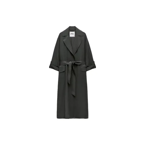 ZARA Trench Coats Women's Gray