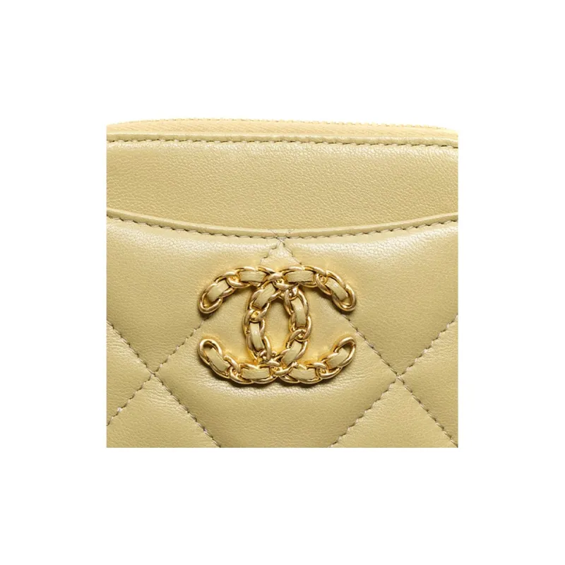 CHANEL 19Bag22K Fall And Winter Lambskin Coin Purse Women's Light Green-3