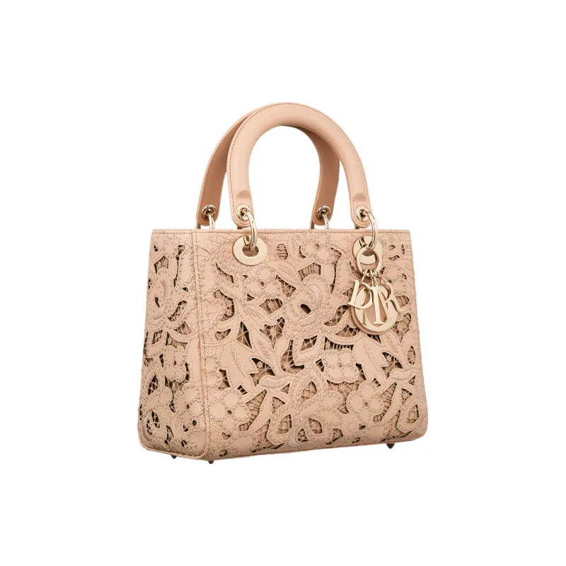 DIOR Lady Dior Calfskin Shoulder Bag Crossbody Bag Handbag Medium Size Women's Sand Pink-1