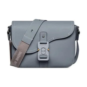DIOR Grained Calfskin Saddle Messenger Bag Crossbody Bag Shoulder Bag Men's Dio Gray