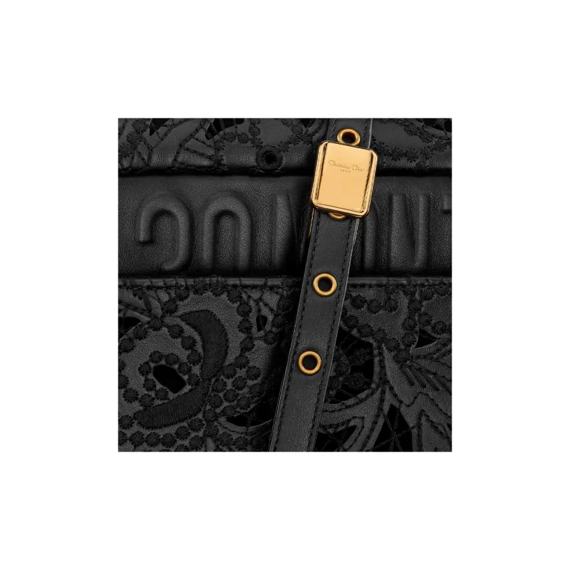 DIOR Caro Calfskin Shoulder Bag Crossbody Bag Medium Size Women's Black-5