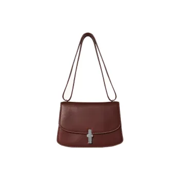 THE ROW Sofia 8.75 Smooth Calf Leather Crossbody Bag Shoulder Bag Women's Cherry Wood Color