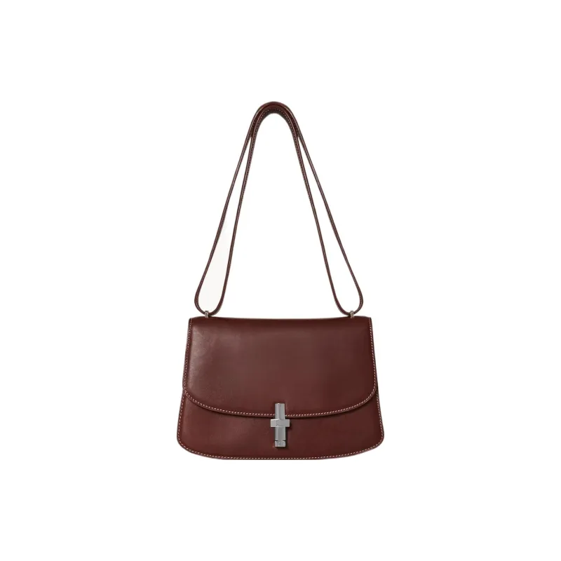 THE ROW Sofia 8.75 Smooth Calf Leather Crossbody Bag Shoulder Bag Women's Cherry Wood Color-0