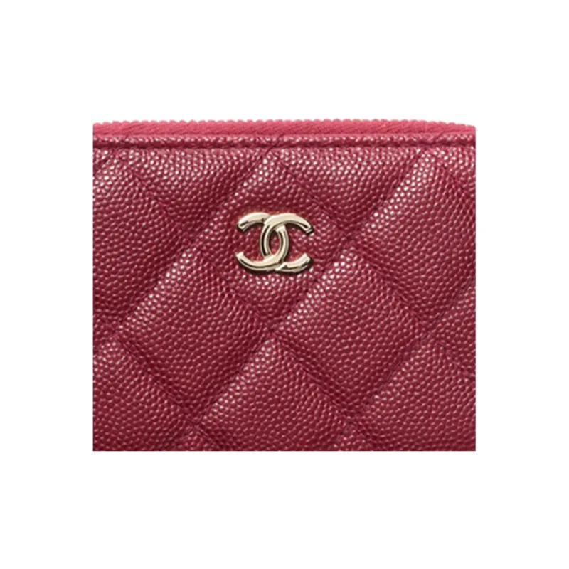 CHANEL 22K Autumn And Winter Shiny Calfskin Coin Purse Women's Burgundy-3