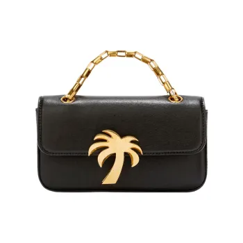 PALM ANGELS Calfskin Handbag Regular Women's Black & Gold