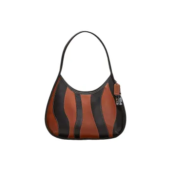 COACH Ergo Leather Shoulder Bag Handbag Shoulder Bag Large Size Women's Black & Saddle Brown