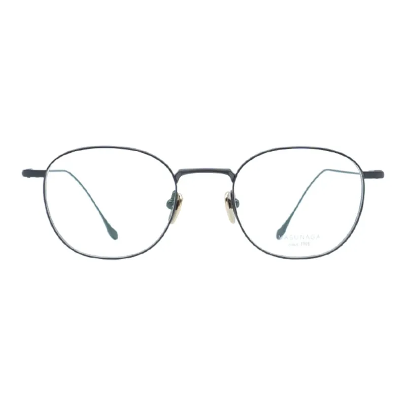 MASUNAGA Titanium Irregular Shape Eyeglass Frames Unisex Gothic Black-1