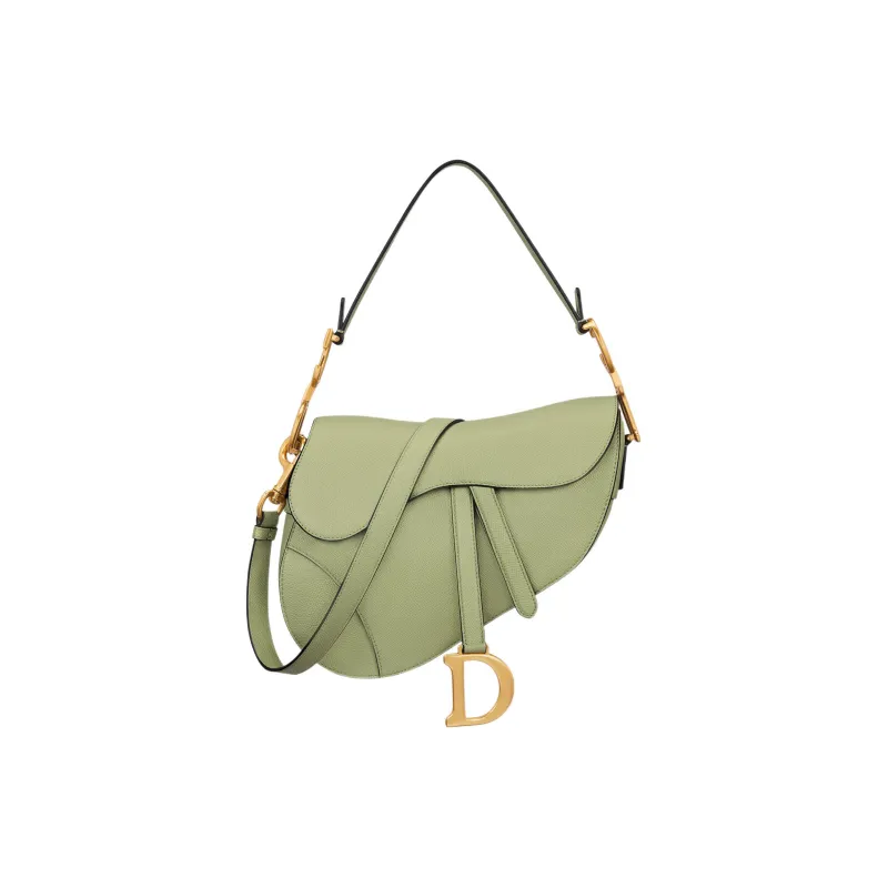 DIOR Saddle Grained Calfskin Saddle Bag Shoulder Bag Crossbody Bag Handbag Regular Women's Green-0