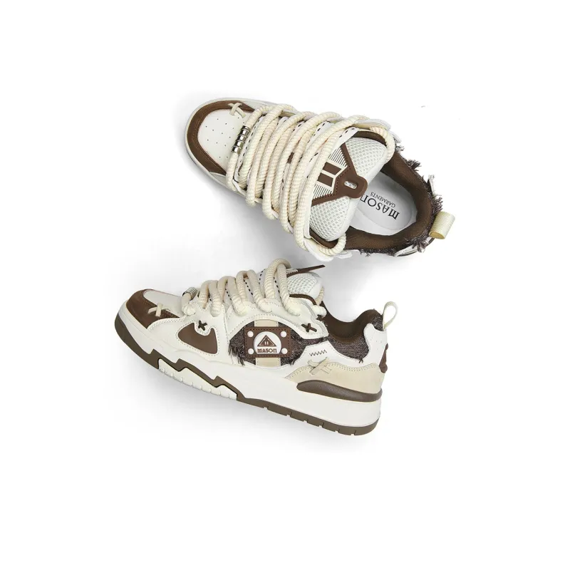Masongarments Wear-resistant And Lightweight Low-Top Skateboard Shoes Unisex Misty Brown White Box Limited Edition-4
