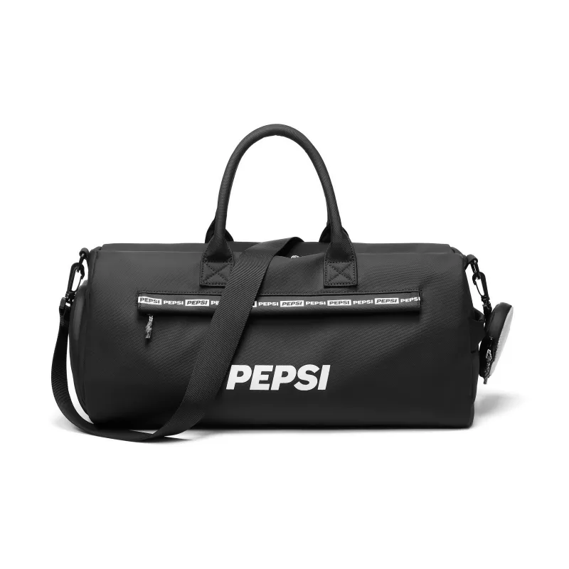 Pepsi Water-Repellent Membrana Dermalis PU Yoga Gym Bag Crossbody Travel Bag Medium Size Unisex Black/White-6
