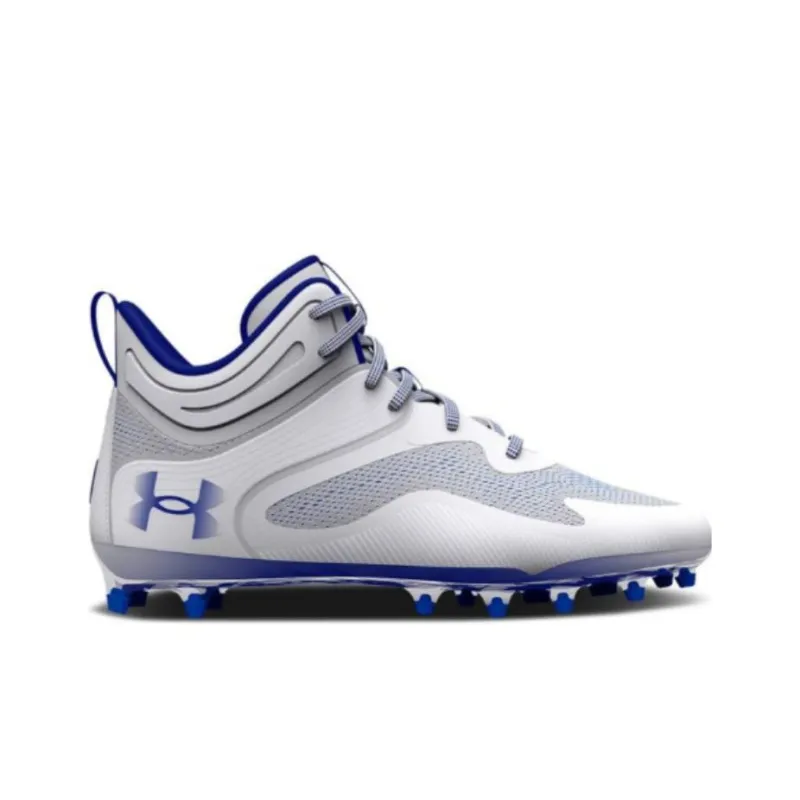 Under Armour Command Mc Mid Lacrosse Cleats 'White Grey Blue'-1