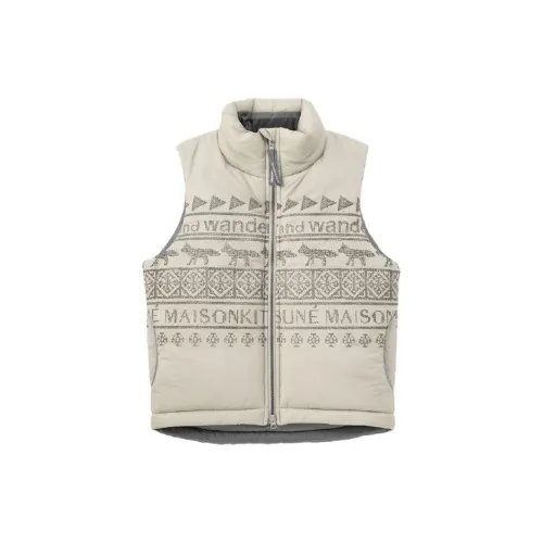 Maison Kitsune X AND WANDER Vests Unisex Off White