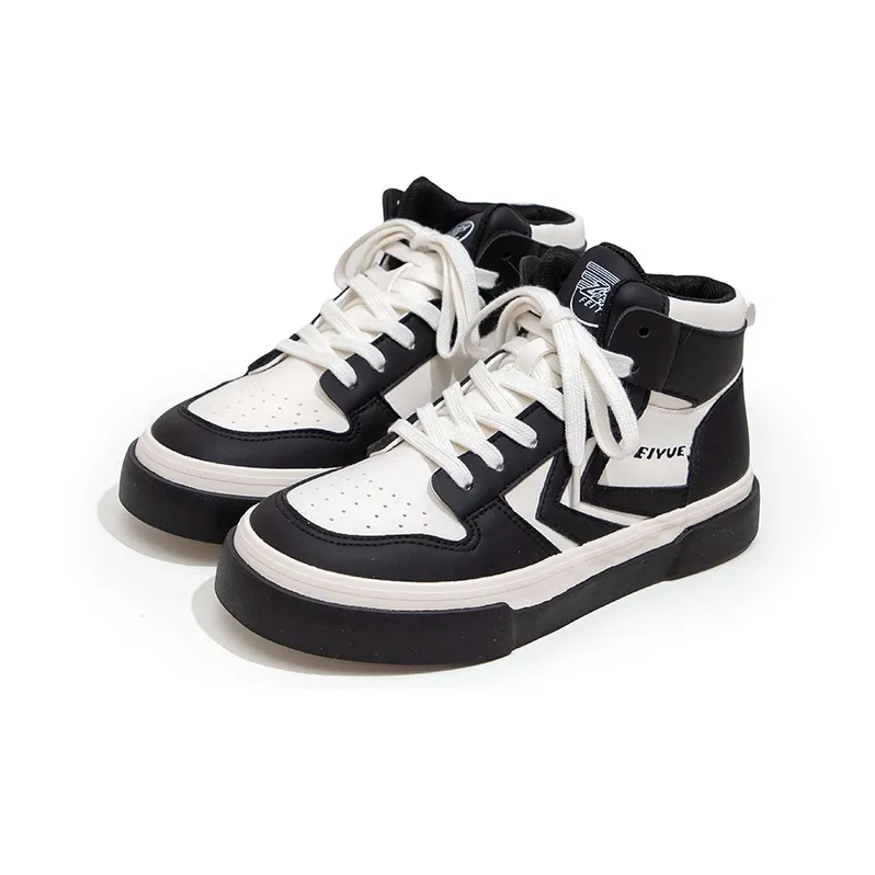 Feiyue Wear-resistant And Lightweight High-Top Skateboard Shoes Women's Black Beige-2