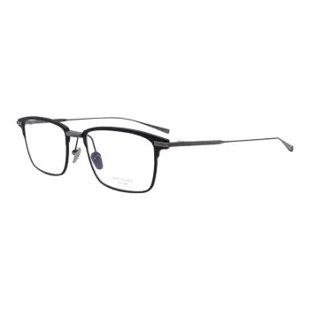 MASUNAGA Titanium Square Eyeglass Frames Unisex Black Frame With Gray Legs