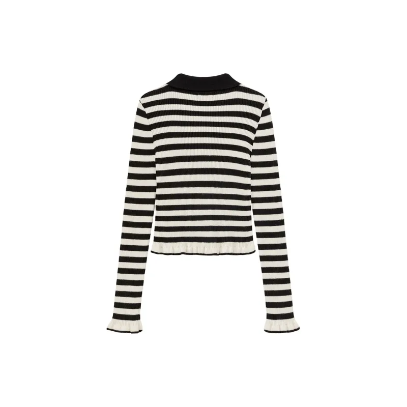 CHUU Knitwear Women's Black White Stripes-1