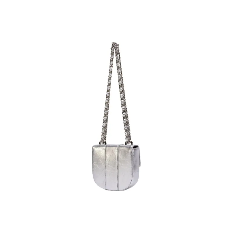 CARDINAL RED Cow Leather Saddle Bag Crossbody Bag Regular Women's Silver-3