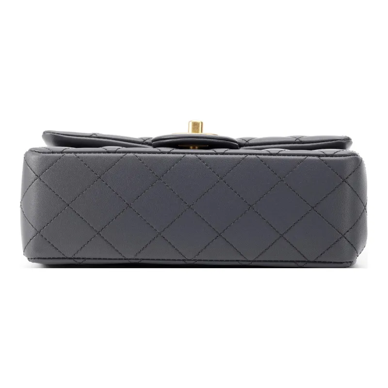 CHANEL Classic Flap CF Sheepskin Chain Bag, Flap Bag, Shoulder Bag, Crossbody Bag Mini Women's Dark Gray-3